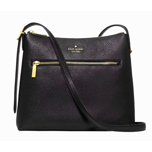 New Kate Spade 454 Large Swingpack Buckle Crossbody Pebble Leather Black - Picture 1 of 5